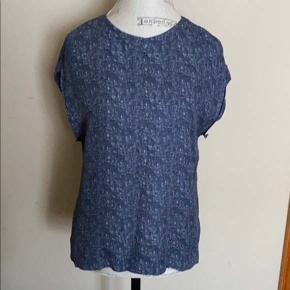 Theory Blue Printed Blouse sz M - Picture 1 of 4